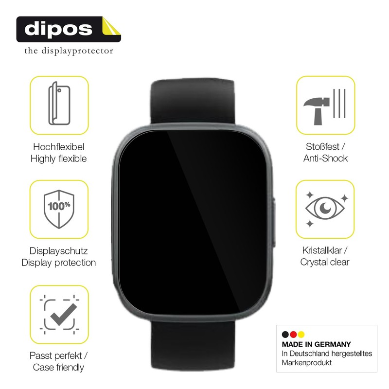 dipos FLEX 2x Schutzfolie klar passend für Poonur T80 1.95