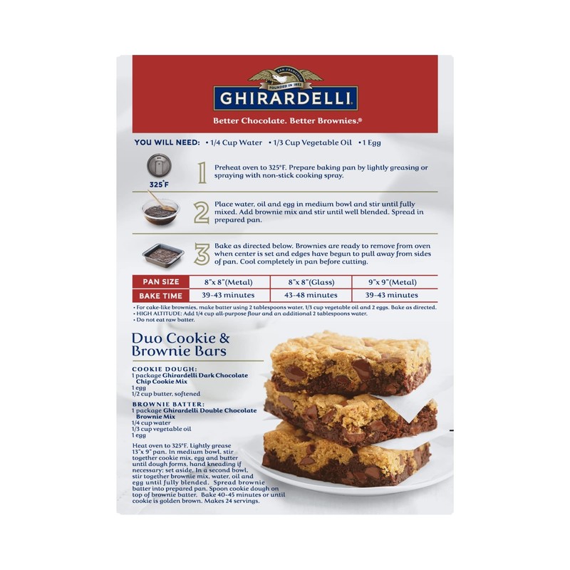 Ghirardelli Double Chocolate Brownie Mix, 18-Ounce Boxes (Pack of 6)