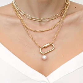 HJZHII 10pcs Screw Carabiner Lock Charms, Golden Necklace Lock Clip Keychain Clip Hook Metal Oval Keyring Holder Clasp for DIY Necklace Bracelets Jewelry Making(Gold)