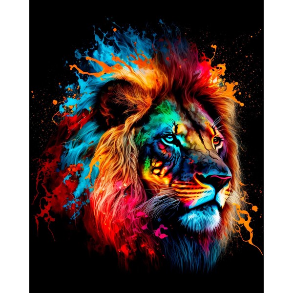 CRAFTIDA Paint by Numbers for Adults Painting by Numbers Kits Acrylic Oil Painting Kit 16x20 inch Pre-Printed Canvas (Rainbow Splash Lion)