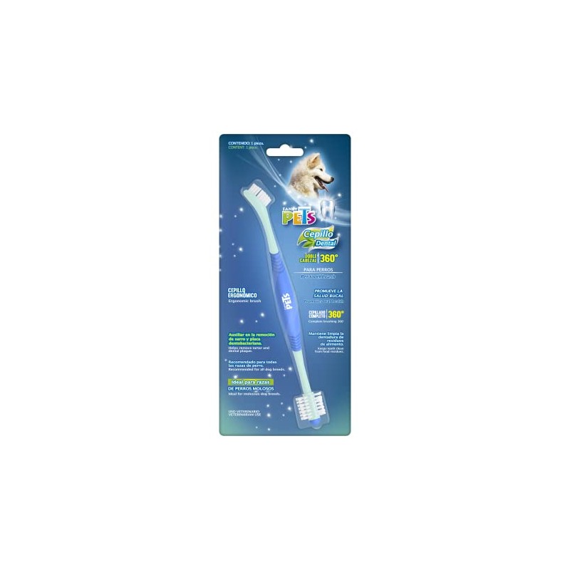 Fancy Pets Cepillo Dental de Doble Cabezal 360 para Perro