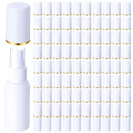 Yiyiring 100 Pack 1 oz Plastic Spray Bottles Fine Mist Travel Bottles with Pump Spray Cap Double Cap Refillable and Reusable Empty Plastic Containers for Travel Cosmetic Essential Oils Perfume(White)