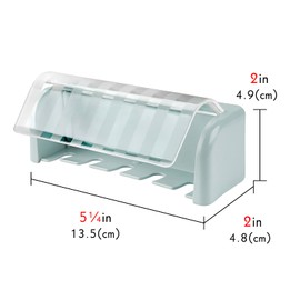 Toothbrush Holder Wall Mounted with Cover for Bathroom, 5 Slots Toothbrush Storage Organizer for Shower, Self Adhesive Toothbrush Hanger Rack for Dorm, Cabinet(Blue)