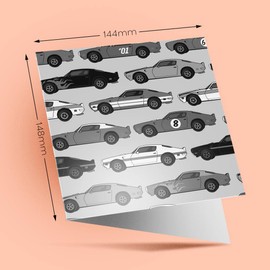 1 x Greeting Card BW - Retro Sports Cars Vintage Mens - Blank Birthday Celebration Anniversary #40869