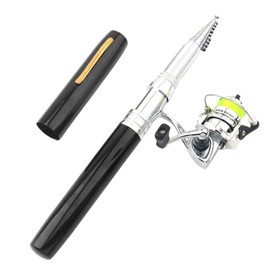 Wuyuzi Rod,Portable Pen Fishing Rod Telescopic Aluminum Alloy Fishing Rod + Metal Fishing Reel Spinning Reel