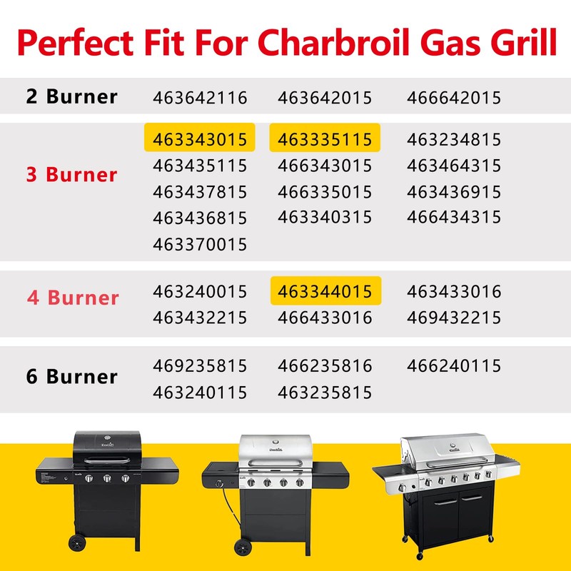 Hongso Grill Replacement Parts for Charbroil Advantage 3 Burner 463343015
