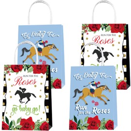 ANYMONYPF 16 Pcs Kentucky Horse Derby Party Gift Bags Kentucky Party Decorations Horse Racing Snacks Candy Bags Run for the Roses Theme Party Supplies