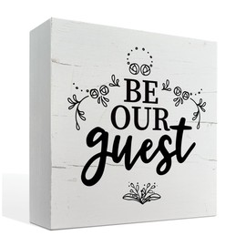 Be Our Guest Sign, Welcome Home Decor, Guest Bedroom Decor, Box Sign Tabletop Decor, White Wooden Box Sign, Housewarming Decor, Front Door Decor, Desk Decor Art, Farmhouse Decor for Bathroom