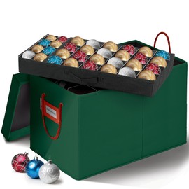 HOLDN’ STORAGE Christmas Ornament Storage Container Box with Dividers – Convenient Durable 5 Individual Removable Trays Fits Up to 128-3” Ornaments - Green