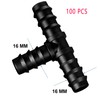 T-Piece 16 mm, Pearl Hose Connector, 100 Pieces Irrigation Connection