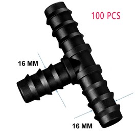 T-Piece 16 mm, Pearl Hose Connector, 100 Pieces Irrigation Connection Kit for Hoses, Connector Drip Hose, Barbed Connector for Watering Your Flowers, Plants, Lawn, Landscape