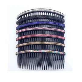 Ruihfas Fashion Women 24 Teeth Hair Comb Pin Clip Double Rows Rhinestone Hair Side Combs 4.72" Length, 5-count