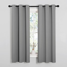 NICETOWN Silver Grey Blackout Curtain Panels for Bedroom, Thermal Insulated Grommet Top Blackout Draperies and Drapes (2 Panels, W34 x L63 inches)