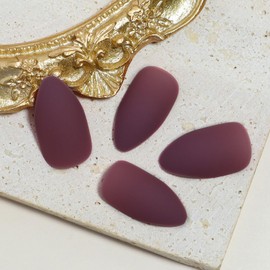 Short Almond Press on Nails SWEKKE Brick Red Fake Nails Full Cover Solid Color False Nails with Nail Glue Acrylic Nails Matte Glue on Nails Manicure Artificial Nails for Women Girls 24Pcs