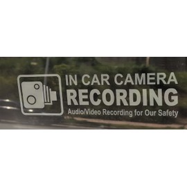 2x6 inch 4 Pcs Static Cling 4 Signs Removable Reusable Indoor Dashcam in Use Vehicles In Car Camera Recording Warning Decals Labels Accessories for Rideshare Taxi Drivers