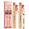 Vevivia 2pcs 3 Color Eyeshadow Stick,Waterproof Glitter Highlighter Stick, Long