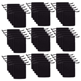 JIAKAI 50pcs Velvet Double Drawstring Cloth Bag.Jewelry Drawstring Pouches for Small Jewelry Bracelet/Headphones Bag/Beads/Spice/Gift Bags(Black)