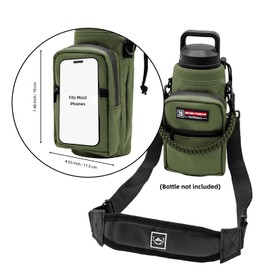 NATURE PIONEOR Water Bottle Carrier with Adjustable Strap - Insulated Sleeve Pouch Water Bottle Holder Bag with Paracord Handle & 2 Storage Pockets for Yetl 26/36/46 oz, Hiking, Camping, Gym, Travel