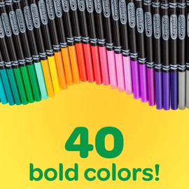Crayola Fine Line Markers, Adult Coloring Set, Stocking Stuffers for Teens, 40 Count