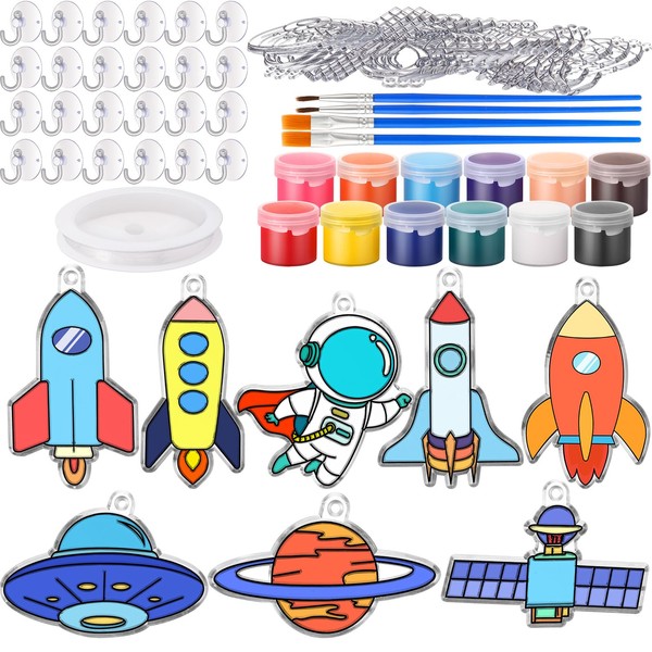 Cholemy 24 Sets Rocket Sun Catcher Kit Include Suncatcher Craft