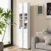 Freestanding Slim Wood Minimalist Bathroom Cabinet Painted Finish 12-Inch Width