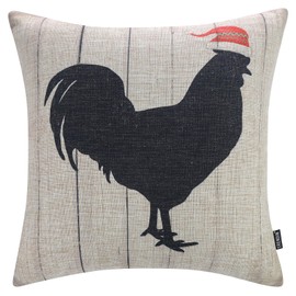 TRENDIN Rooster Winter Pillow Cover 18x18, Linen Winter Decorative Pillow Cover for Couch Bed Sofa Living Room, Holiday Pillow Cover Throw Cushion Case, Rustic Christmas Decor PL1189TR