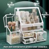Haoh Glass Makeup Organizer Multi-Functional with Pearl Makeup Organizer with
