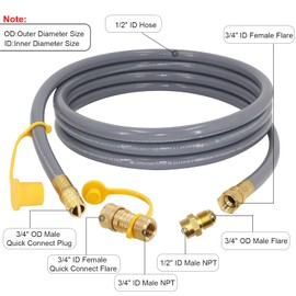 24 Feet 1/2-Inch ID Natural Gas Hose with Quick Connect Fitting for weber, charbroi, Grill, Pizza Oven, Patio Heater and More NG Appliance, Propane to Natural Gas Conversion Kit - CSA Certified