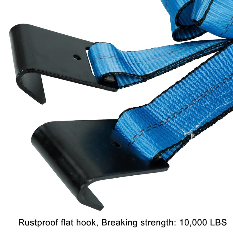 Set of 2 Tow Dolly Straps with Flat Hook, Blue
