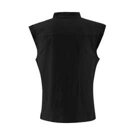 Mens Medieval Renaissance Pirate Costume Sleeveless Lace-up Stand Collar Shirt Gothic Viking Steampunk Top Tunic (4XL,Black)