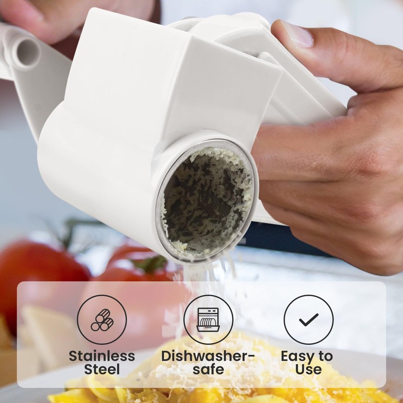 Cheese Grater with Handle, Rotary Cheese Grater,Vegetable, Chocolate, Hard Cheese