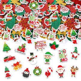 Whaline Christmas Foam Stickers Assorted Xmas Classic Cartoon Foam Decals Funny Glitter Adhesive Sticker Decor for School Craft Winter Party Favor Supplies, 370Pcs
