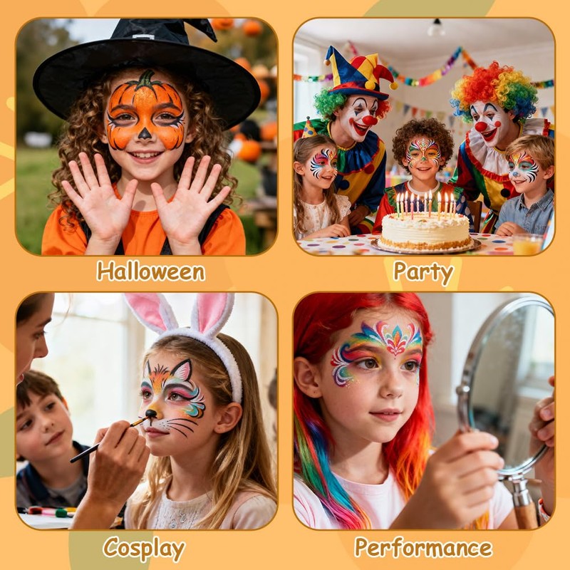 Alaoo Body Painting, 42 Colori Truccabimbi Kit, Solubile in Acqua