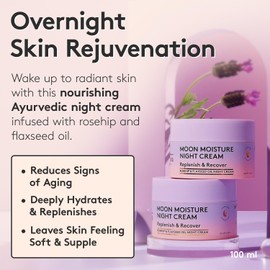 Delhicious Moon Moisture Night Cream - Hydrating Overnight Face Cream with Rosehip & Flaxseed Oil - Anti-Ageing & Brightening - Natural, Vegan, Ayurveda-Inspired Skincare - 100ml