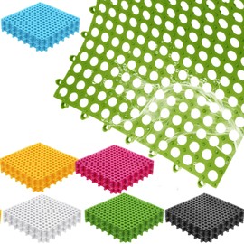 60 Pcs Non Slip Drainage Tiles 12x12 Interlocking Floor Tiles, Soft TPE Flooring Mats Vented Shower Floor Mats with Drain Holes for Kitchen Bathroom Basement Balcony Deck, Multi-Colors