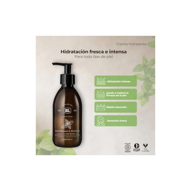 CREMA HIDRATANTE NATURAL ORGANICA DE HIERBABUENA MS.LADY