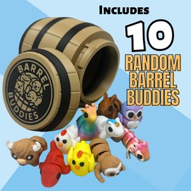 Monkey Stix Barrel Buddies Original 3D Printed Articulated Mini Animal Collectible Garden Figurines Unique Gifts Assorted Collectibles (10 Pack Medium Barrel)