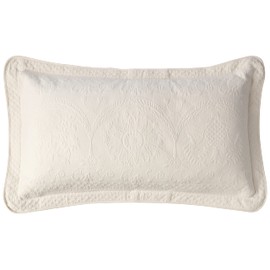 HISTORIC CHARLESTON King Charles Modern Farmhouse Floral Matelasse Decorative Pillowcase, 100% Cotton Breathable Bedding, King Sham (20" x 36"), Ivory