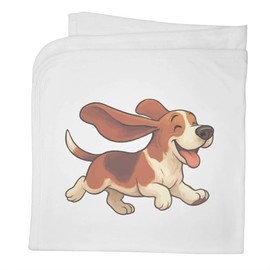 Azeeda 'Running Basset Hound' Cotton Baby Blanket/Shawl (BY00044879)