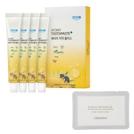 Light Weight & Portable Toothpaste, Contains Green Propolis, Refreshing Finish for Atomy Green Propolis Toothpaste Plus (50g x 4 Tube)