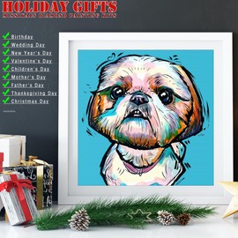 MISSIKAIN Diamond Art Painting Kits for Adults & Beginners, 5D Dog Animal Diamond Paintings for Home Wall Wall Decor, Paint Shih Tzu Dog with Round Diamonds by Numbers, Full Drill, 12x12 inch