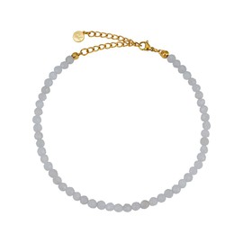 GD GOOD.designs EST. 2015 Anklets for women with genuine moonstone beads 4mm - waterproof - natural stone anklet white with adjustable clasp in 18K gold