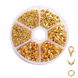570 Piece Bracelet Clasps Set, Bead Clasps, Clasps for Bracelets, Chain Clasp, Jump Rings, Lobster Clasp and Crimping Ends, Jewellery Clasps, for DIY Jewellery Crafts, Gold + Silver