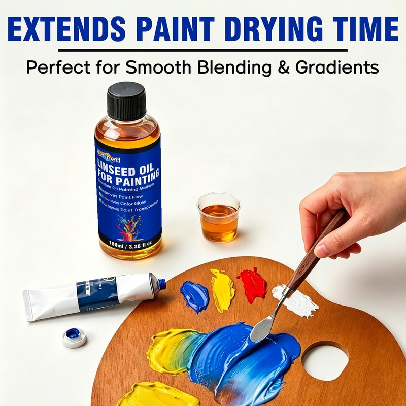 Linseed Oil for Painting 100ml, Refined Linseed Oil, Oil Paint