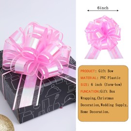 FORBINBO 6 Pieces Laser Pull Bows 6 Inch Gift Wrapping Pull Bows with Ribbon for Christmas Presents Wedding Gift Wrapping Baskets (Pink)