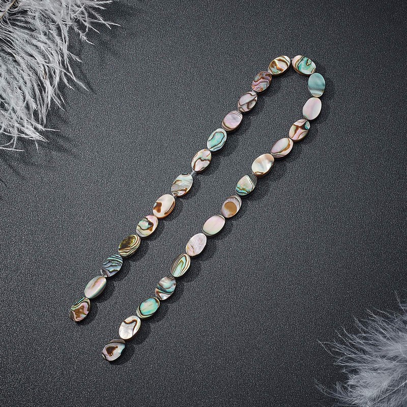 BENECREAT 30 Packs Natural Abalone Shell Oval Abalone Shell Beads