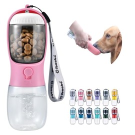 Cibaabo - Botella de agua para perro (rosa, 300 ml)