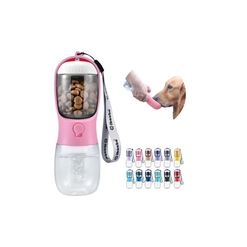 Cibaabo - Botella de agua para perro (rosa, 300 ml)