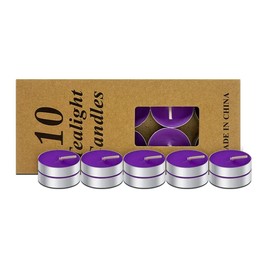 10 Pack Tea Candles Wedding Party and Home Decoration Votive Parties Tealight Small Wishing Bulk with 1.5-2 Hours Extended Burn Time Mini for Birthday Emergency Family (Purple)