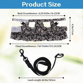 Bearded Dragon Harness and Leash Skirts Set Adjustable Reptile Lizard Leash Rope Dresses Clothes Starter Kit Accessories for Small Animal Outdoor Walking Training (Black)